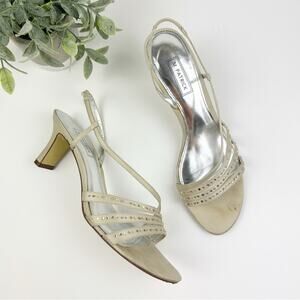Vintage M. Patrick Cream Bedazzled Heels Size 8.5